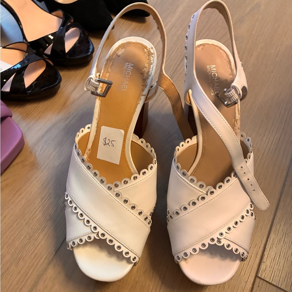 Michael Kors Cream Peep-Toe Heels